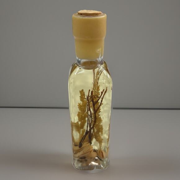 Vintage Handmade Rosemary Herbs Almonds Art Botanical Oil Glass Bottle - Picture 2 of 6